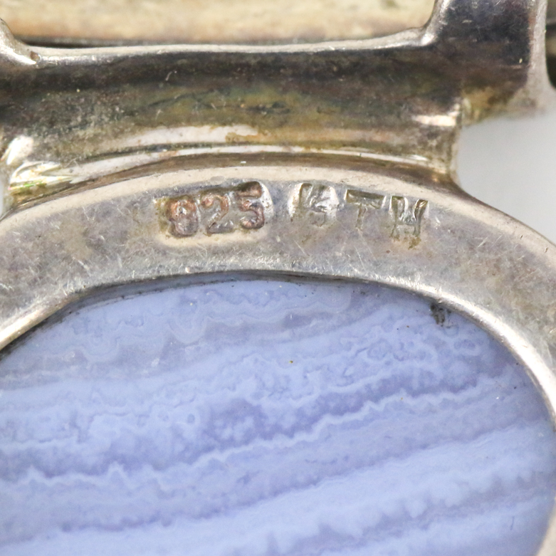 Sterling Silver and Agate Pendant Collar Necklace