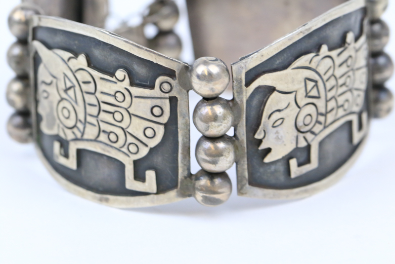 Sterling Silver Aztec-Inspired Bracelet
