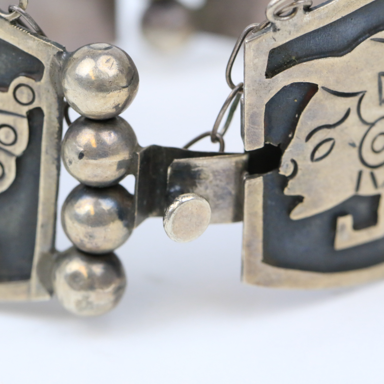 Sterling Silver Aztec-Inspired Bracelet