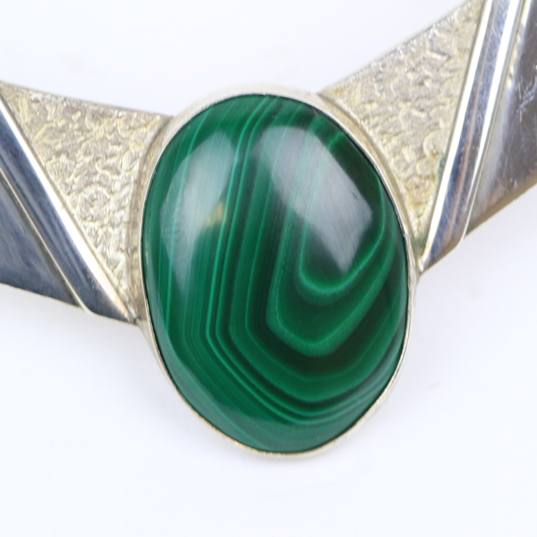 Sterling Silver and Malachite Collar Necklace