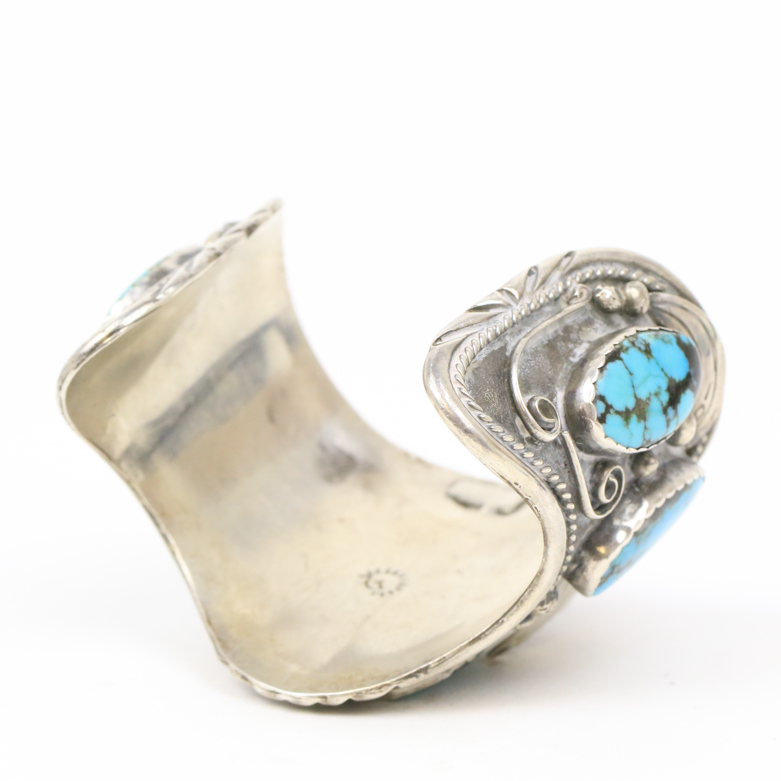 Sterling Silver and Turquoise Cuff Bracelet Watch