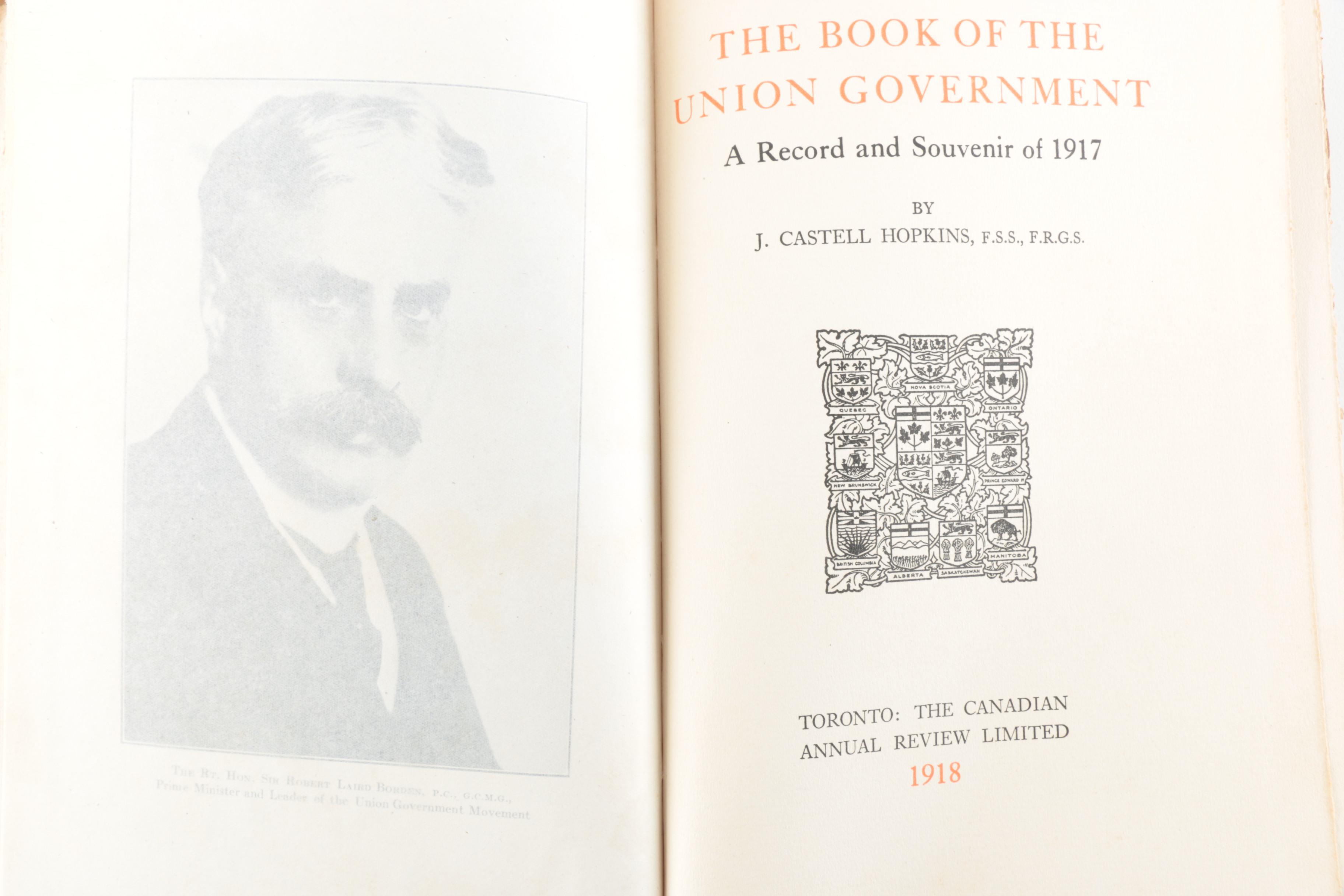 1918 "The Book of the Union Government" by J. Castell Hopkins
