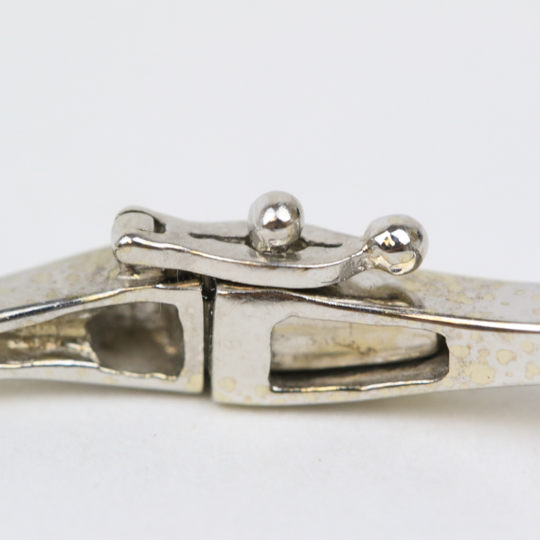 14K White Gold and Diamond Bypass Bangle