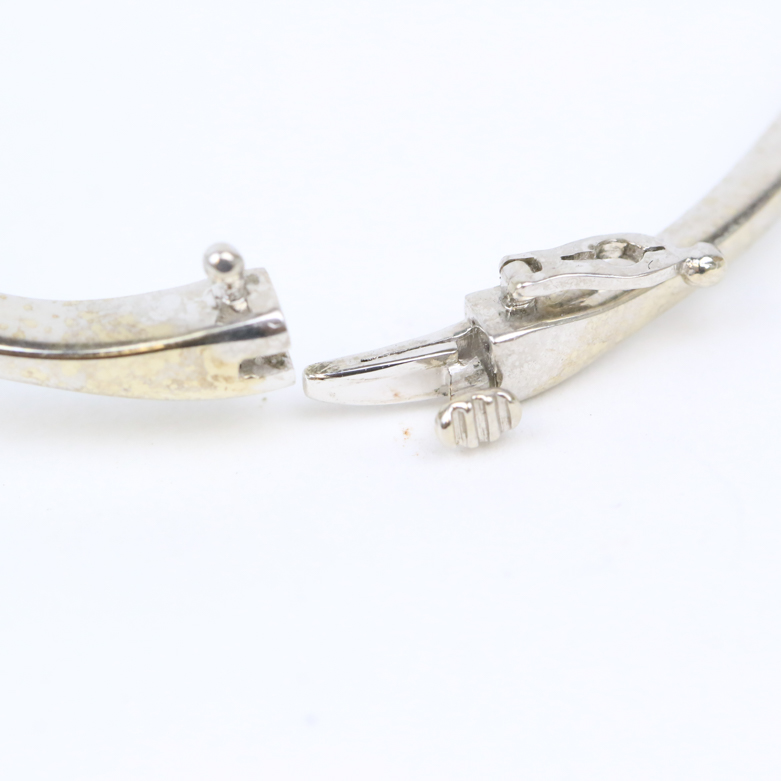 14K White Gold and Diamond Bypass Bangle