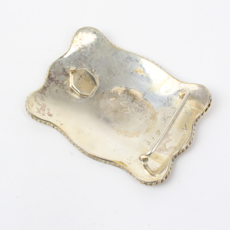 Sterling Silver Etched Belt Buckle