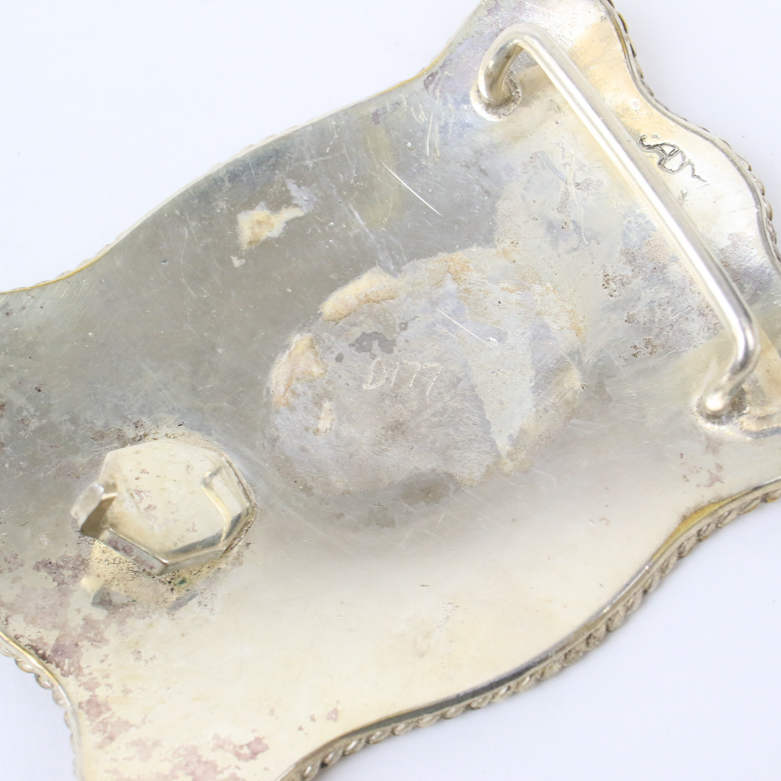 Sterling Silver Etched Belt Buckle