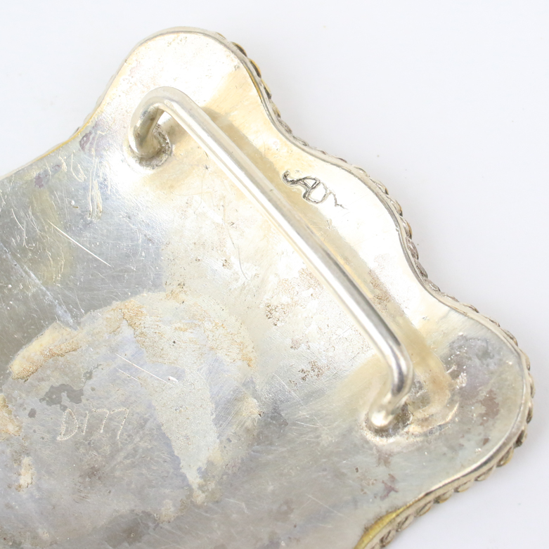 Sterling Silver Etched Belt Buckle