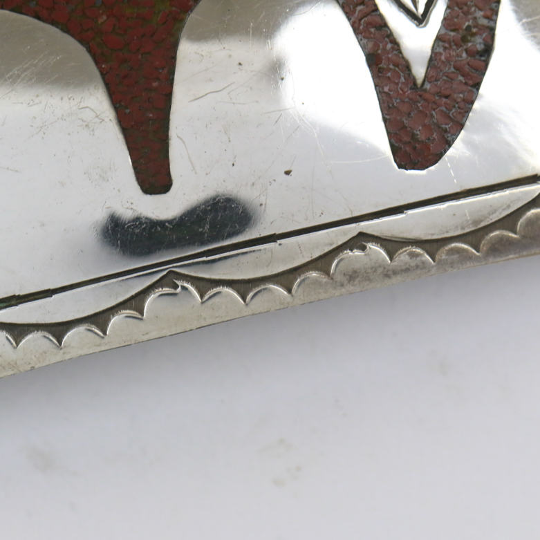 Native American Style Sterling Silver, Coral, and Turquoise Bear Belt Buckle