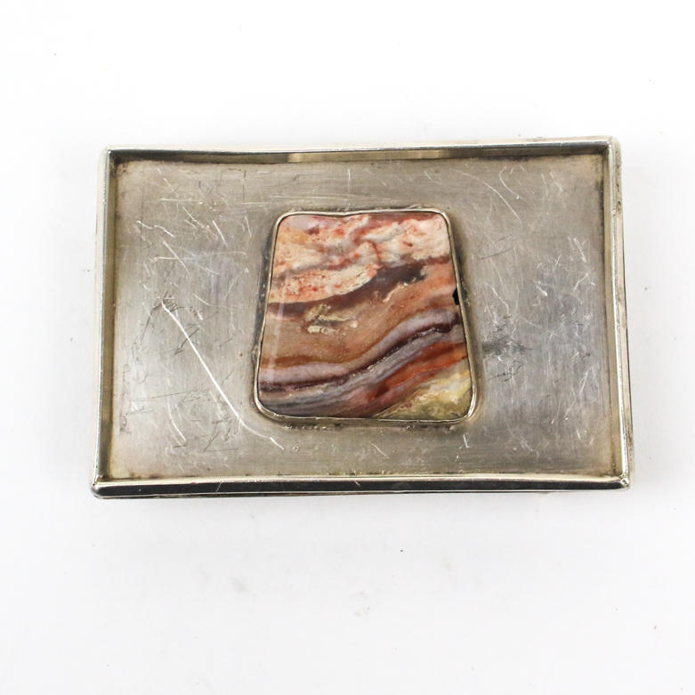 Sterling Silver and Banded Agate Belt Buckle