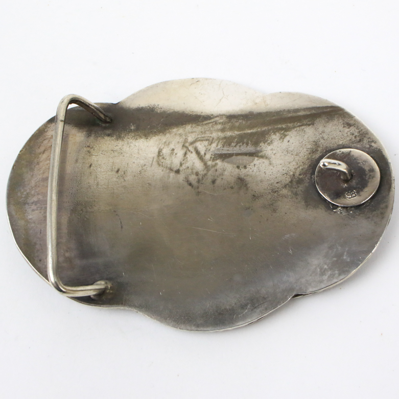 Sterling Silver Belt Buckle with Turquoise