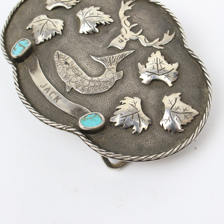 Sterling Silver Belt Buckle with Turquoise