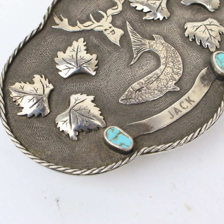 Sterling Silver Belt Buckle with Turquoise