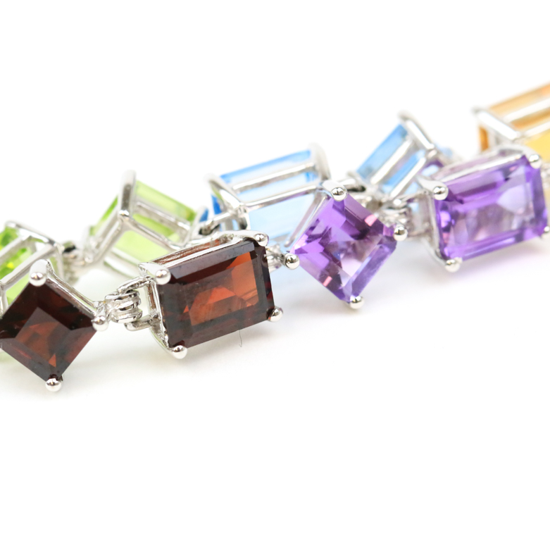 14K White Gold and Multi-Stone Tennis Bracelet