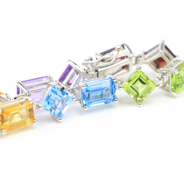 14K White Gold and Multi-Stone Tennis Bracelet