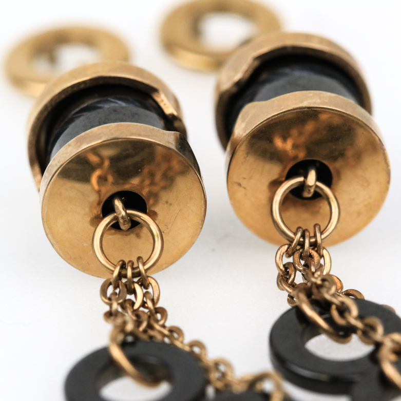 Rose Gold Plated Onyx Drop Earrings