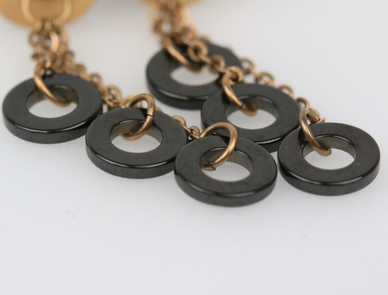 Rose Gold Plated Onyx Drop Earrings