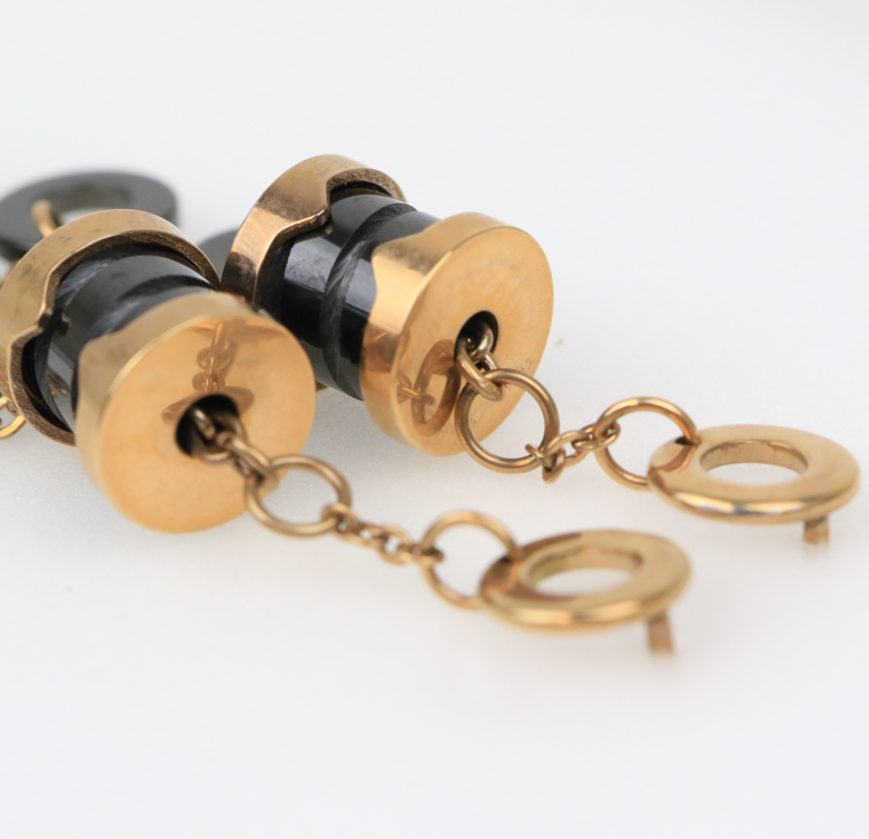 Rose Gold Plated Onyx Drop Earrings