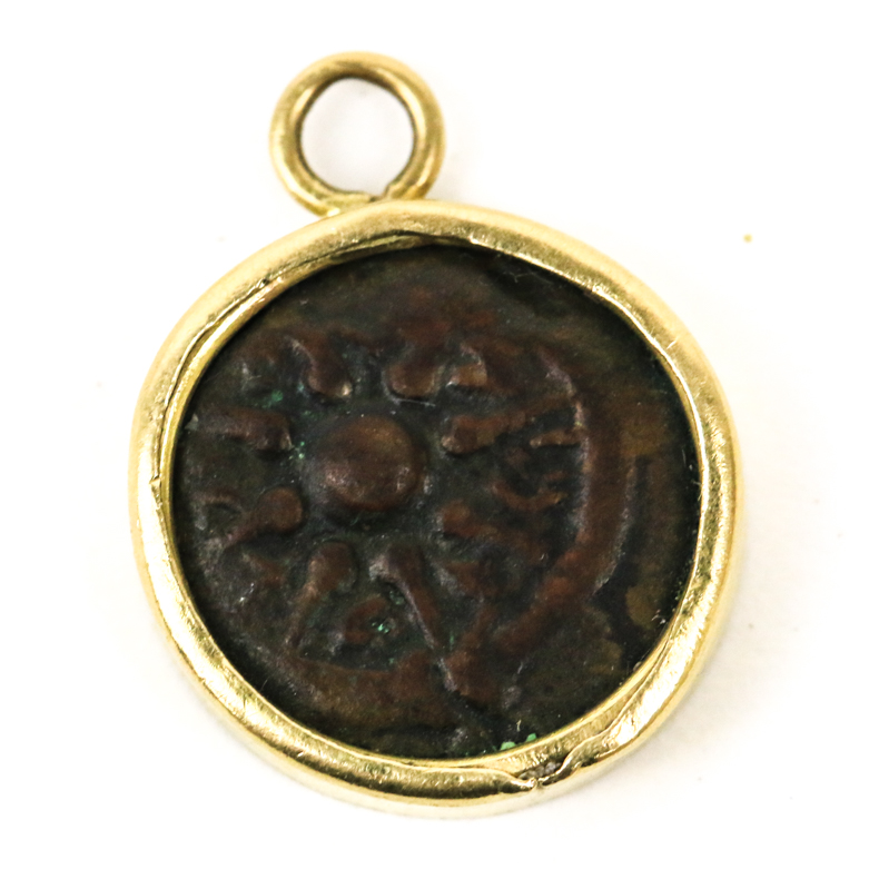 Vintage 14K Yellow Gold Replica Coin Pendant