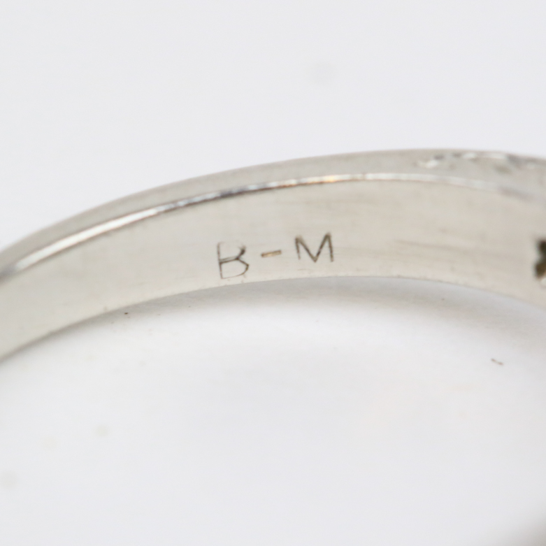 Platinum, Gray Pearl, and Diamond Cathedral Ring