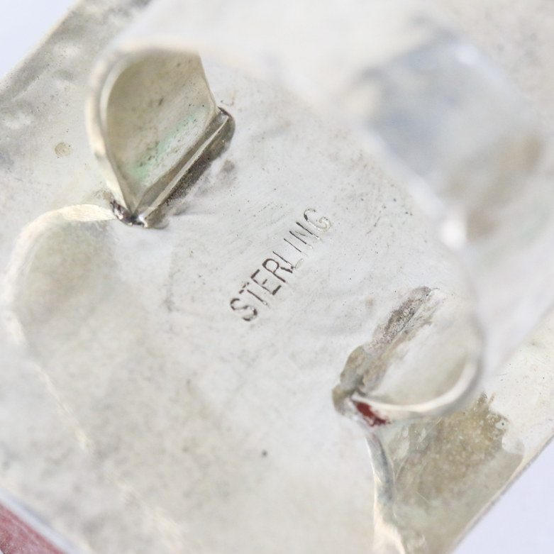 Vintage Sterling Silver and Carved Agate Aztec Warrior Face Ring