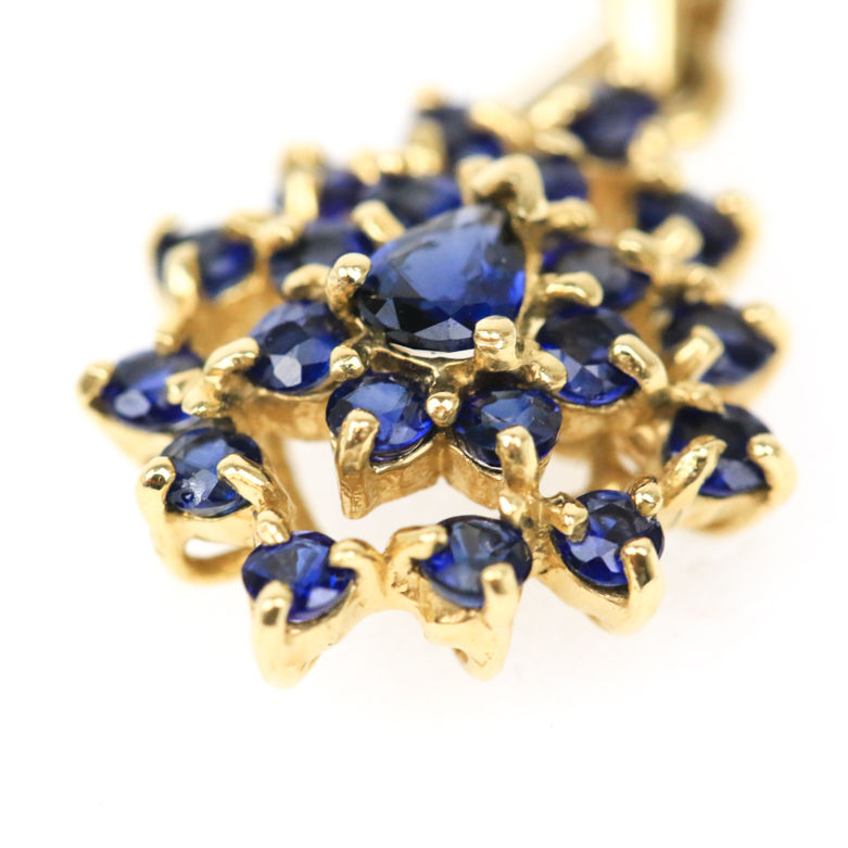 14K Yellow Gold and Sapphire Cluster Pendant
