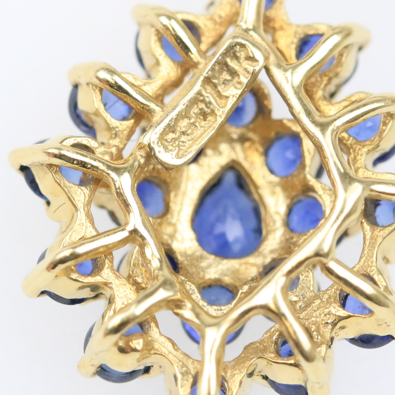 14K Yellow Gold and Sapphire Cluster Pendant