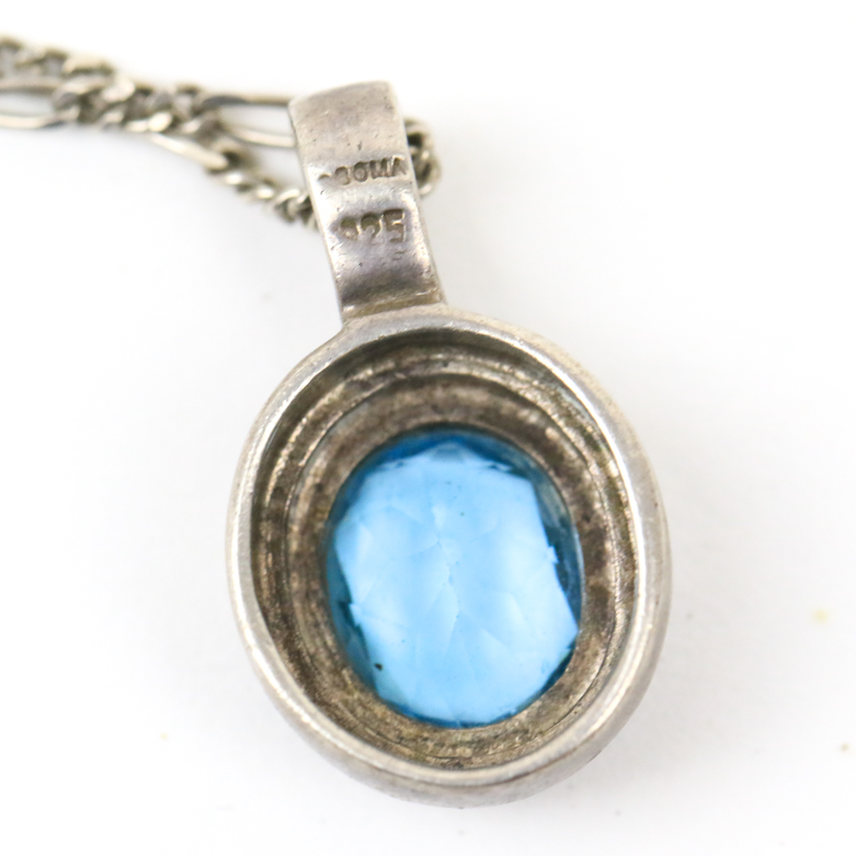 Sterling Silver and 3.00 CTS Blue Topaz Pendant Necklace