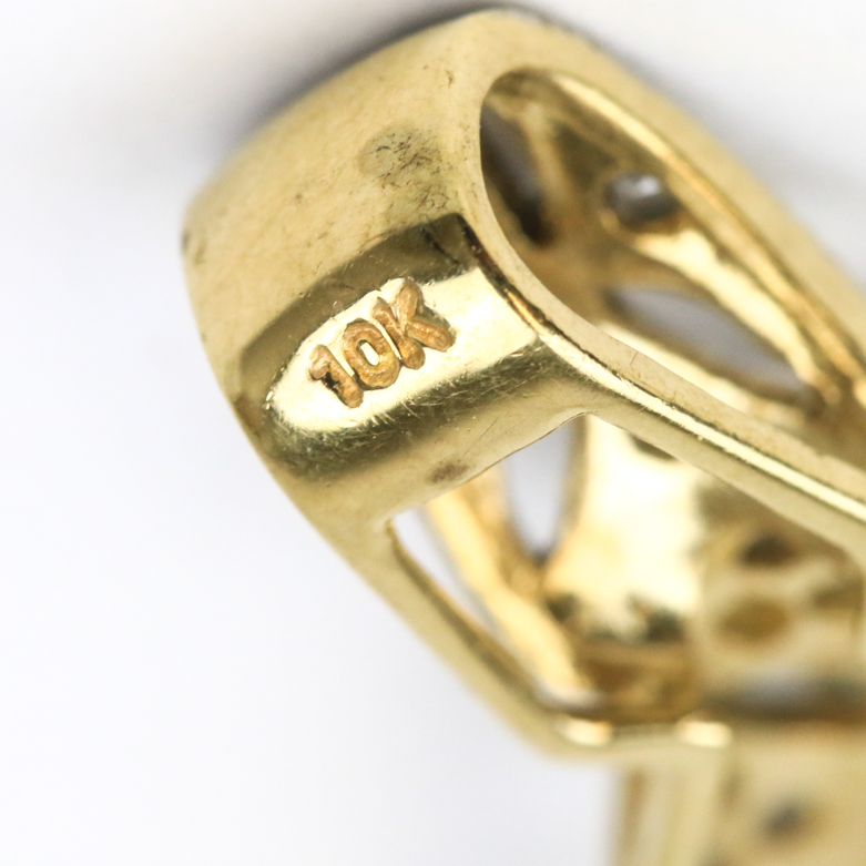 10K Two-Tone Gold, Aquamarine, and Diamond Pierced Drop Pendant