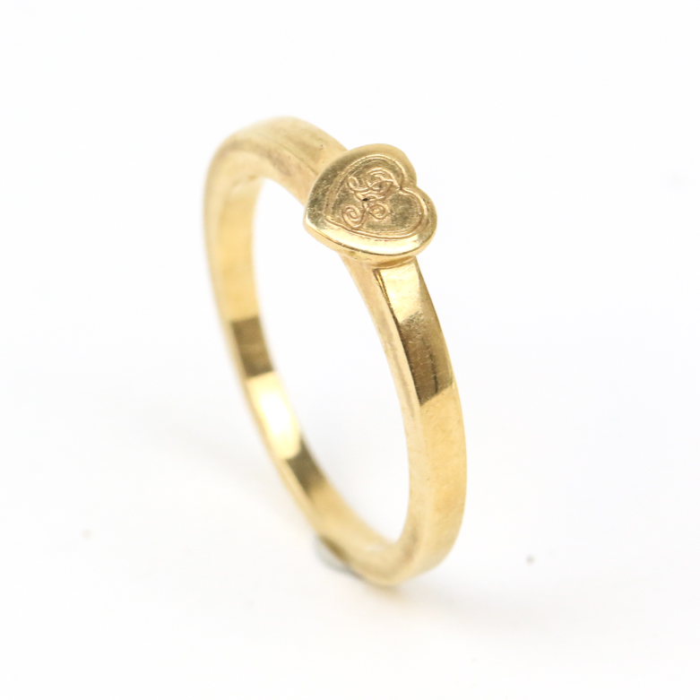 14K Yellow Gold Monogrammed Heart Ring