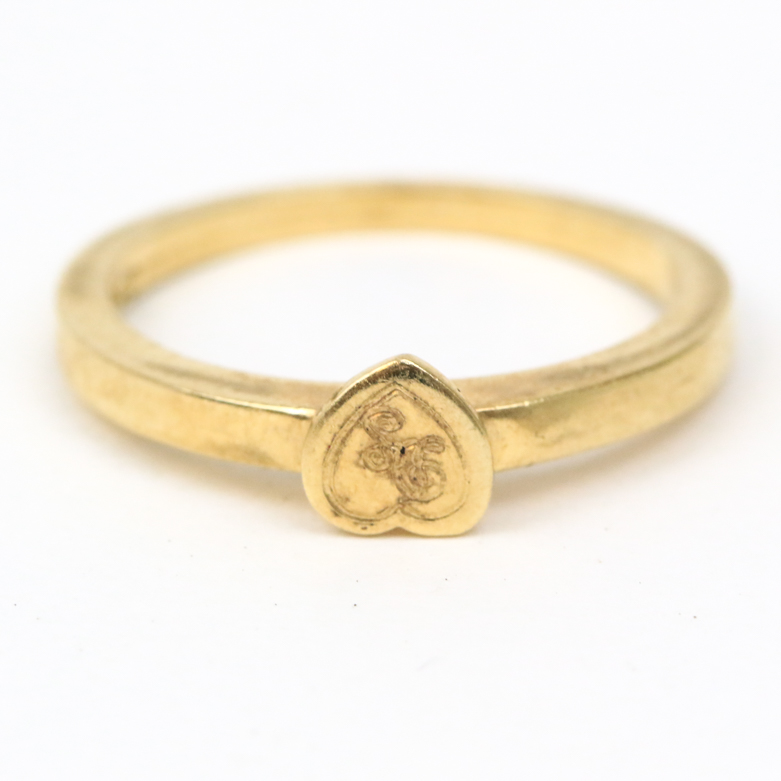 14K Yellow Gold Monogrammed Heart Ring