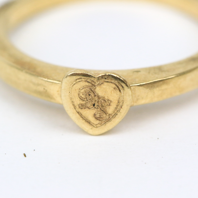 14K Yellow Gold Monogrammed Heart Ring