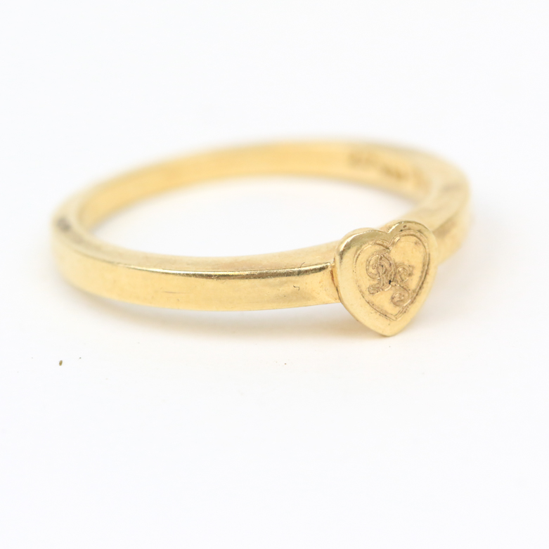 14K Yellow Gold Monogrammed Heart Ring