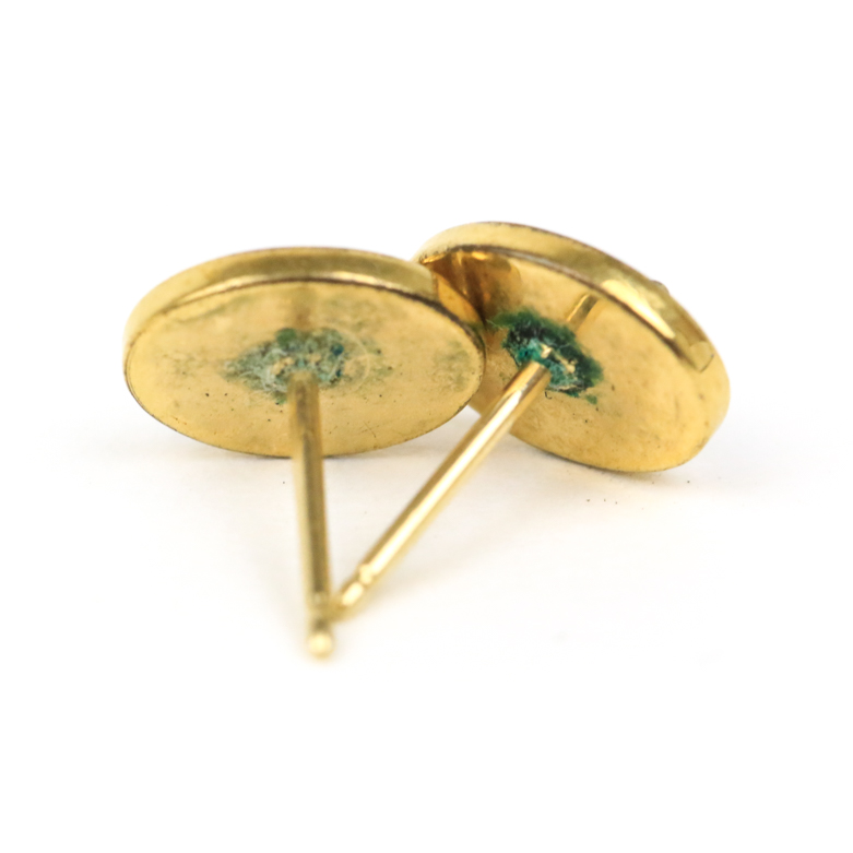Vintage Opal Stud Earrings with 14K Yellow Gold Closures