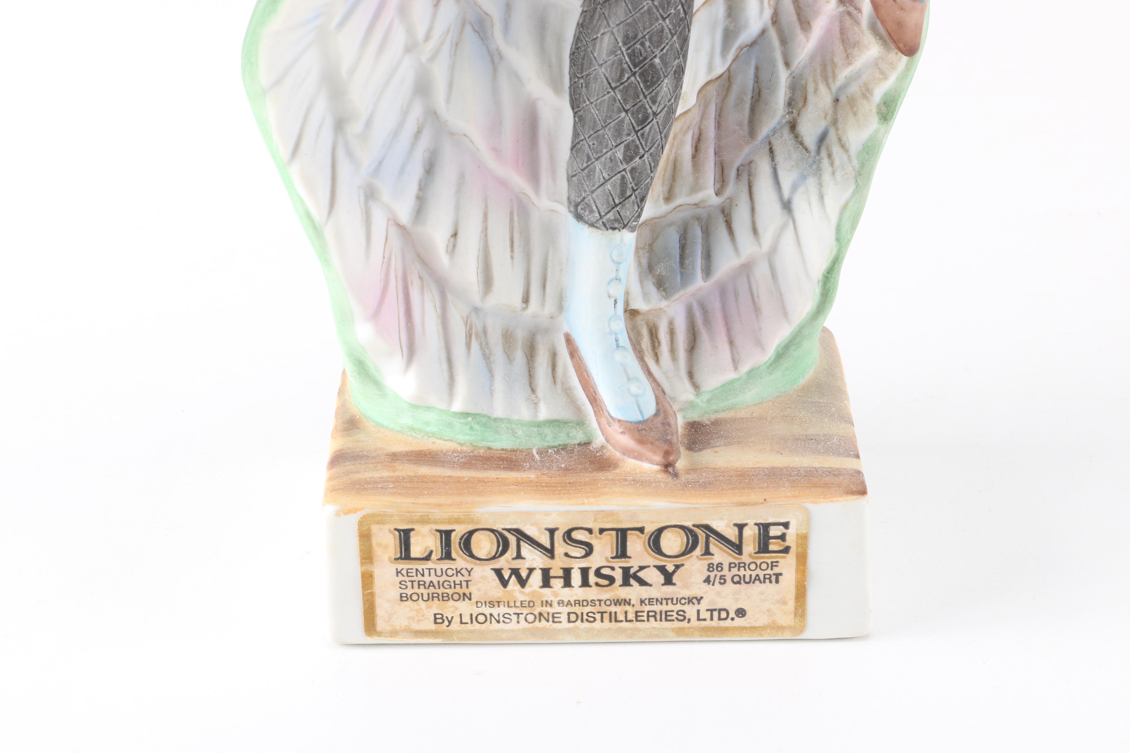 Two Vintage Lionstone Whisky Porcelain Figure Decanters