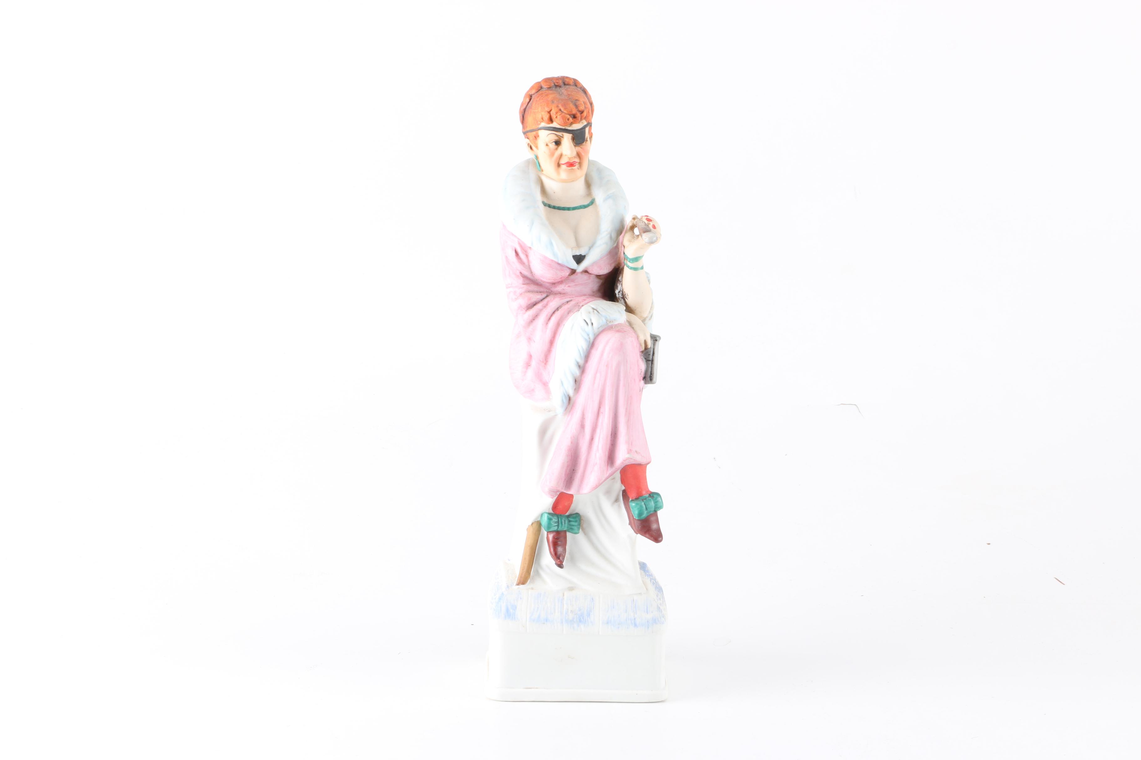 Two Vintage Lionstone Whisky Porcelain Figure Decanters