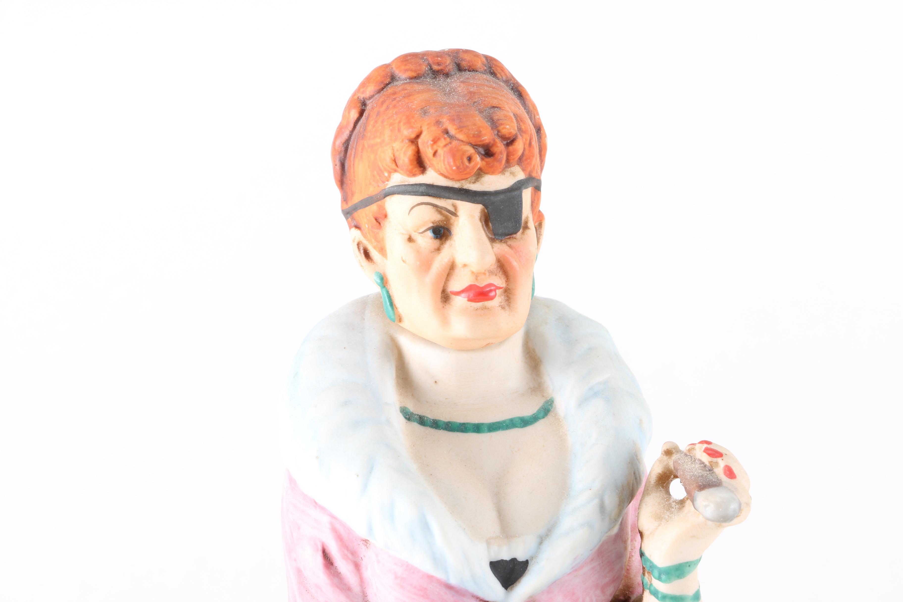 Two Vintage Lionstone Whisky Porcelain Figure Decanters