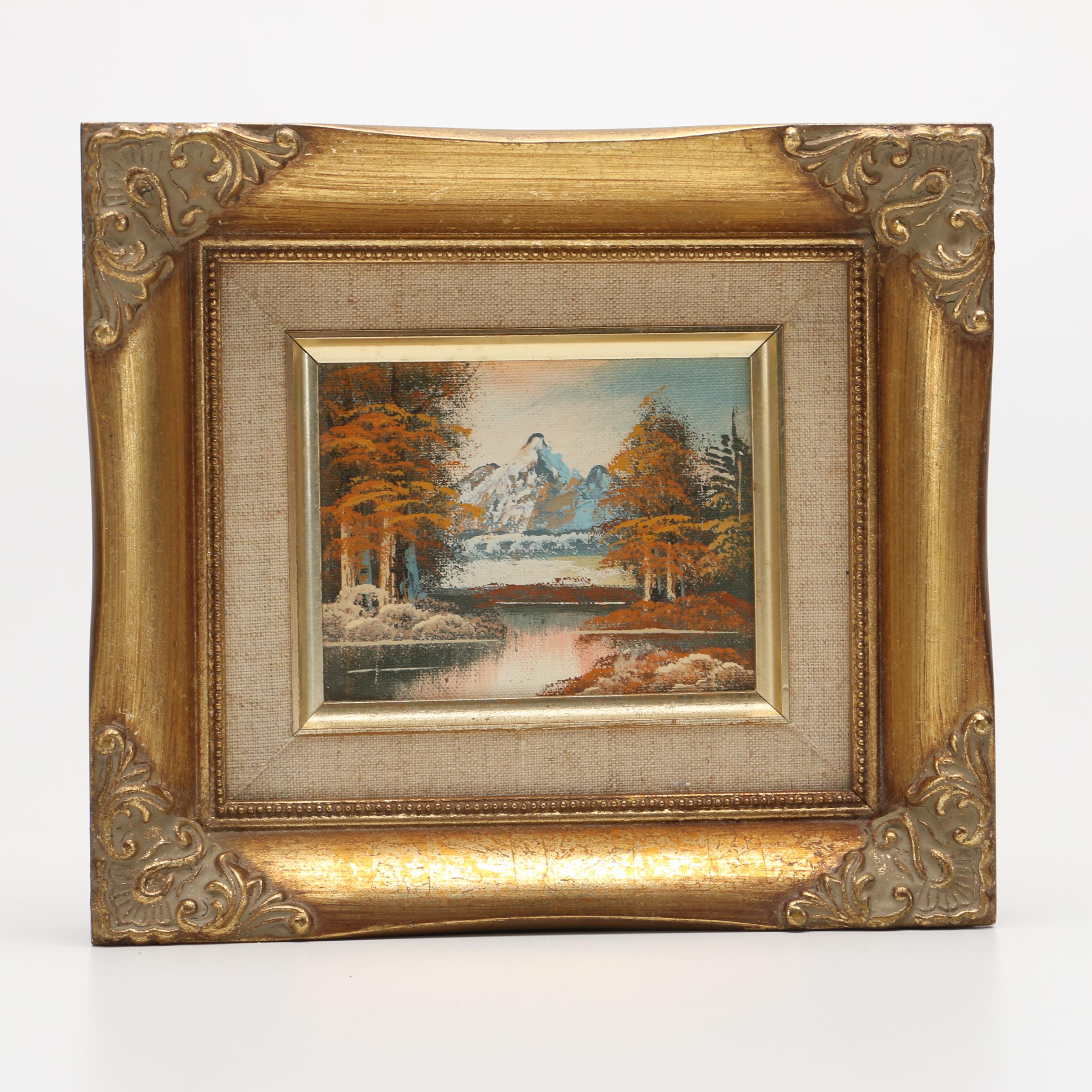 Framed Oil Paintings of a Mountainous and Wooded Landscapes
