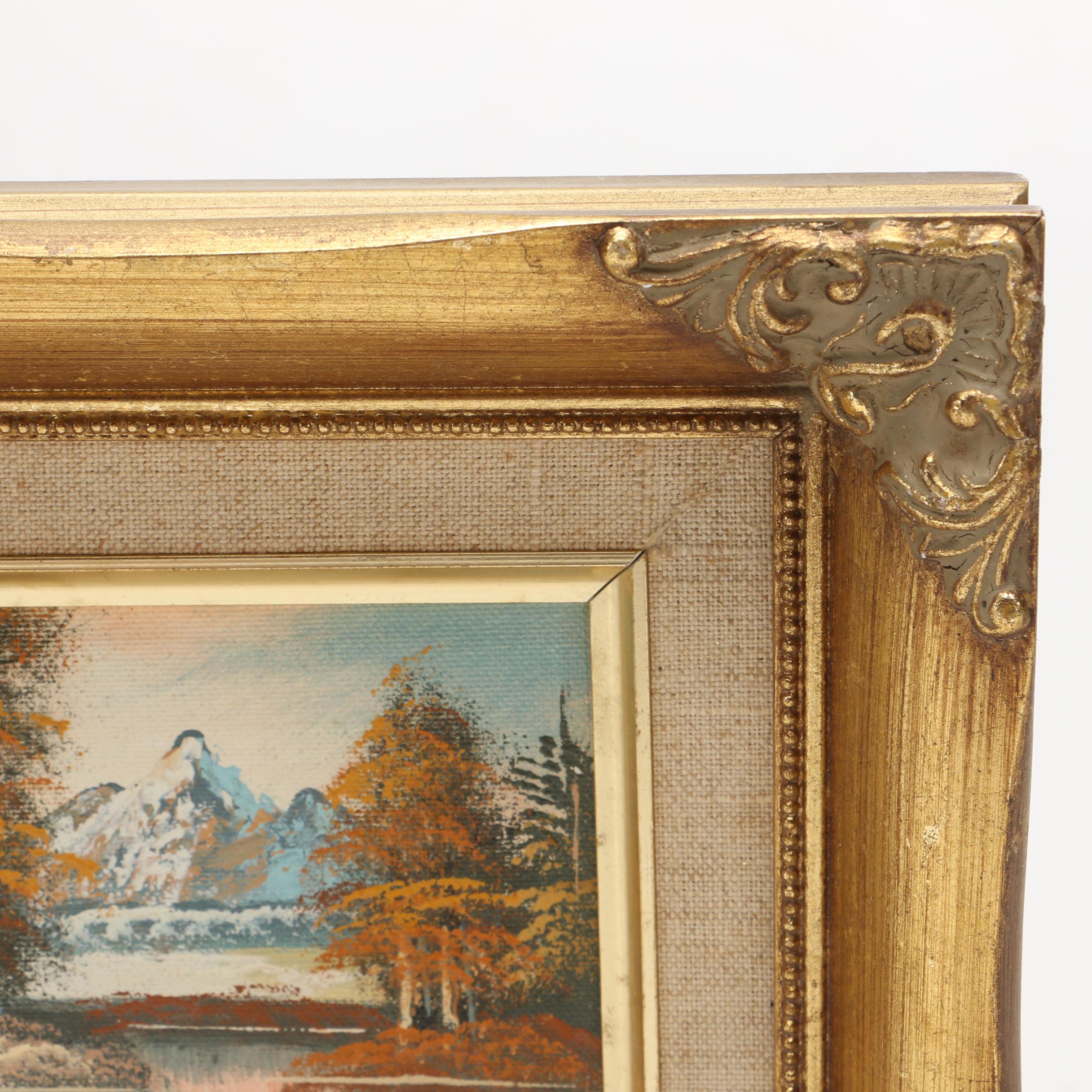 Framed Oil Paintings of a Mountainous and Wooded Landscapes