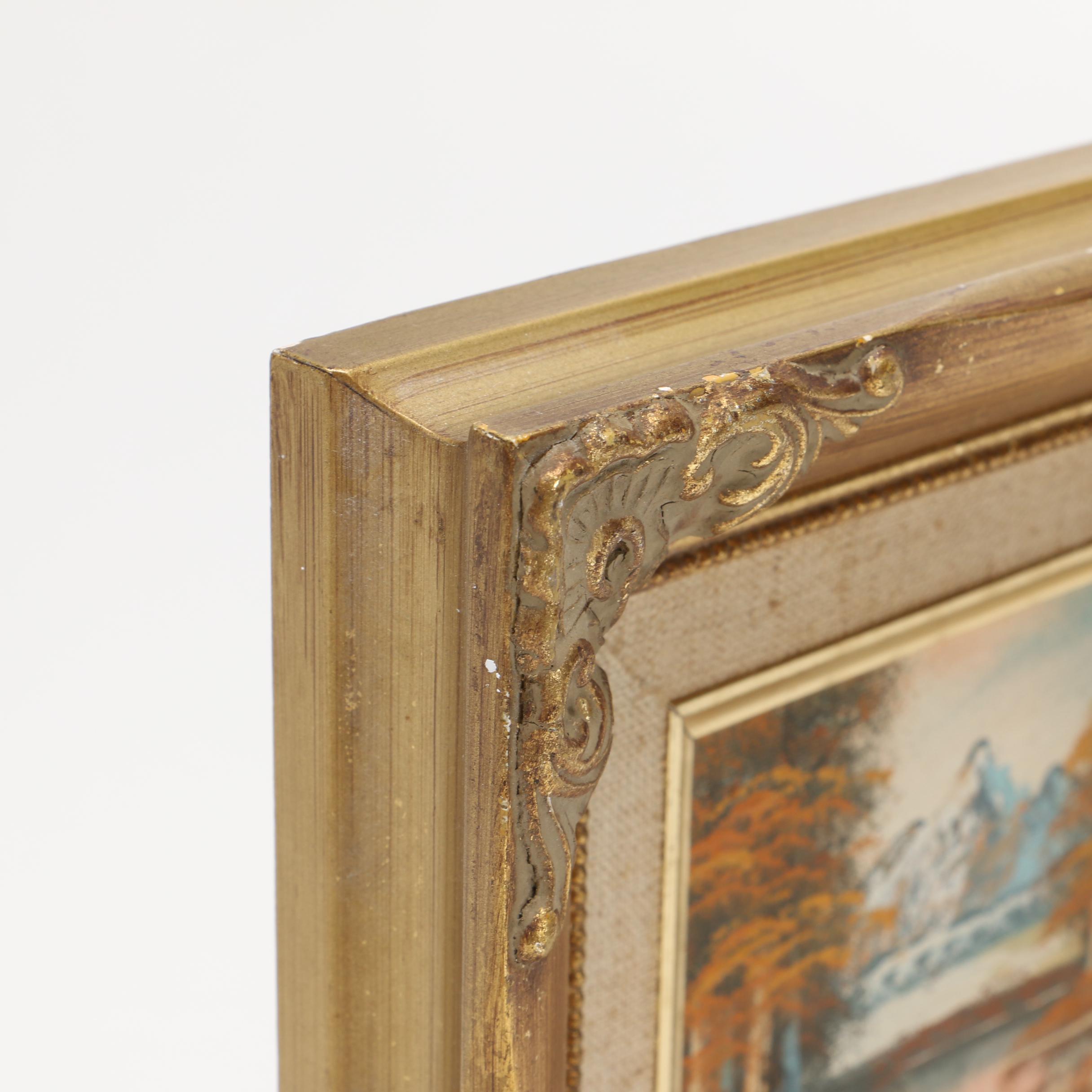 Framed Oil Paintings of a Mountainous and Wooded Landscapes