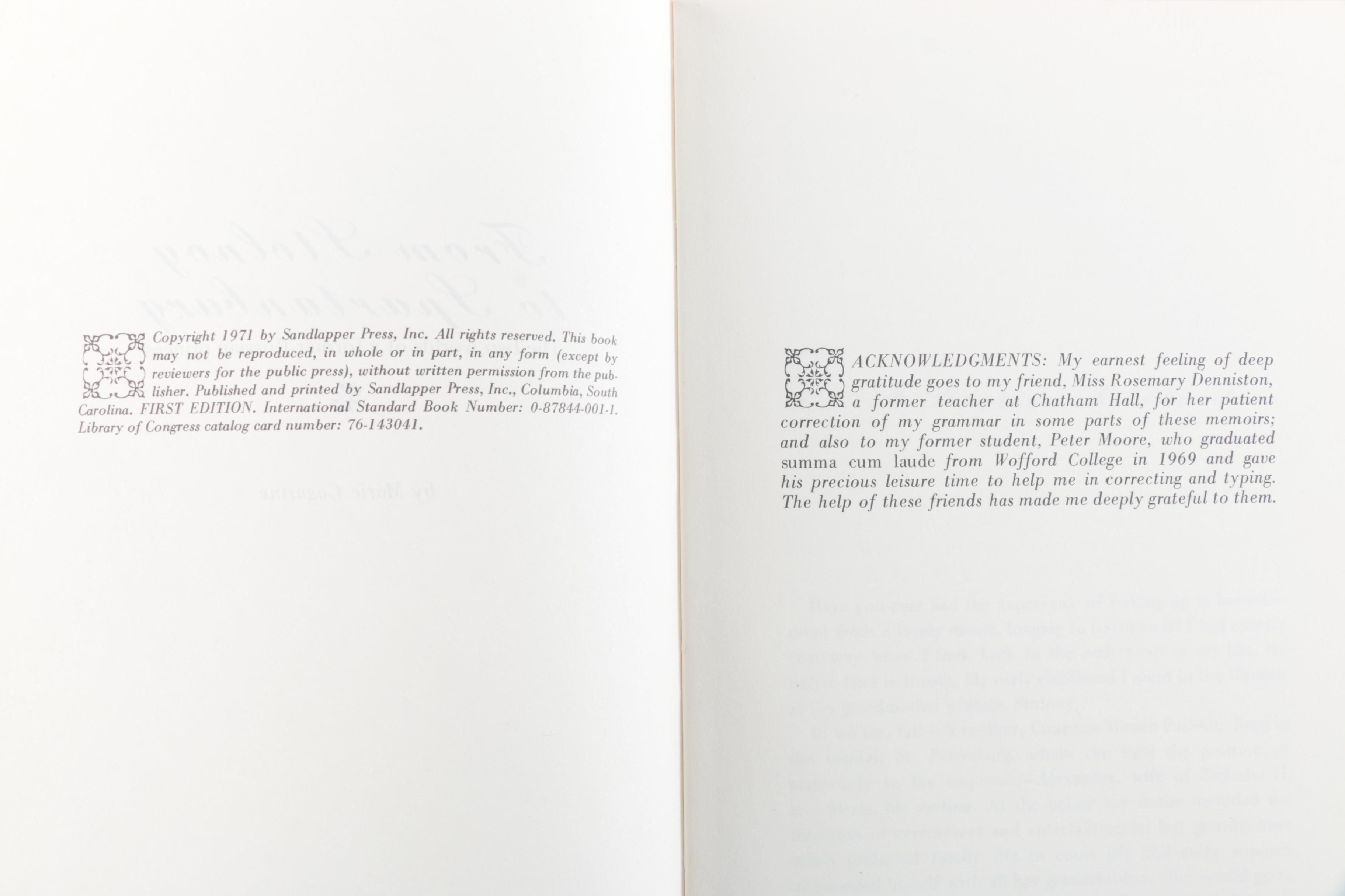 First Edition "From Stolnoy to Spartanburg" by Marie Gagarine