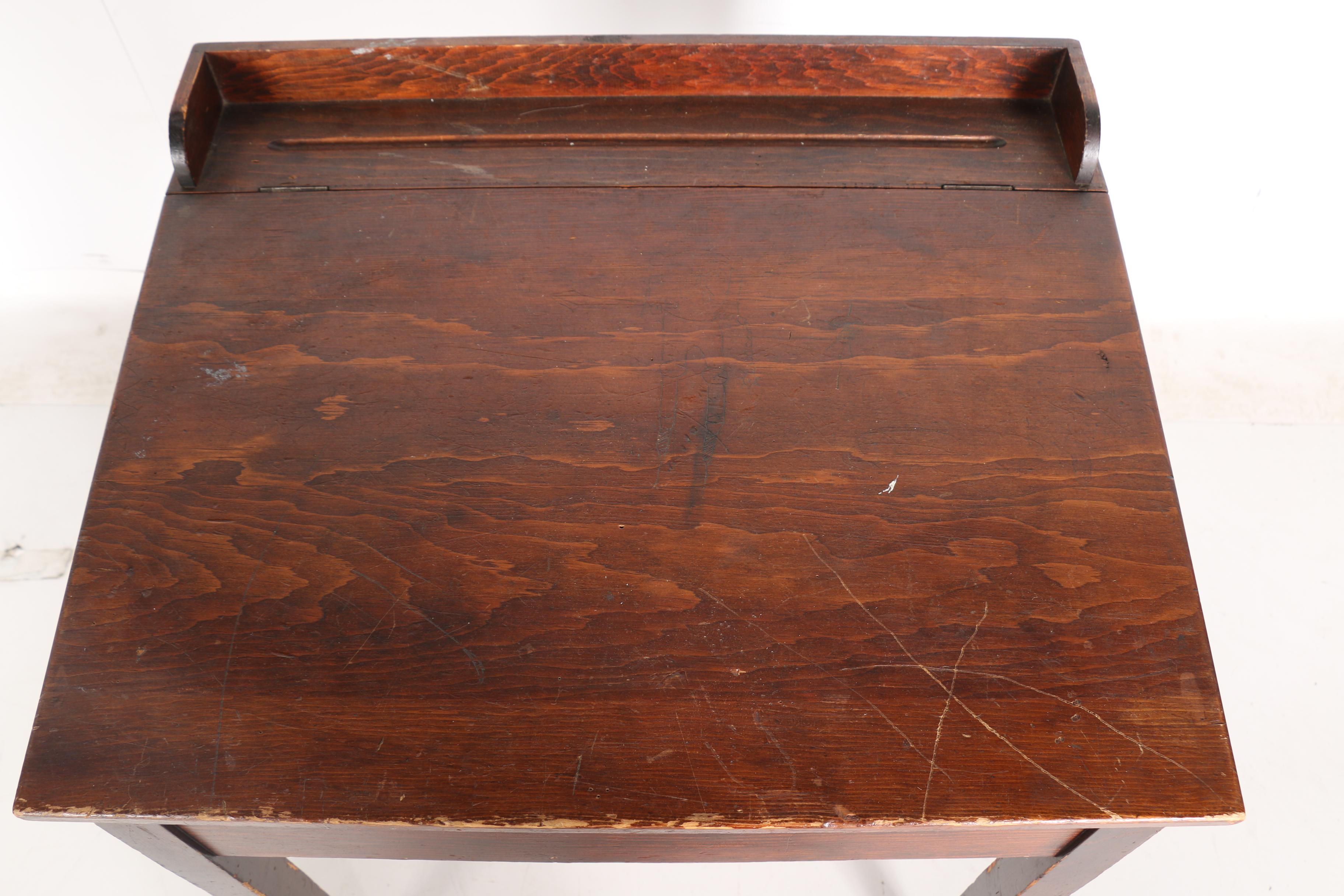 Vintage Hinged-Lid School Desk