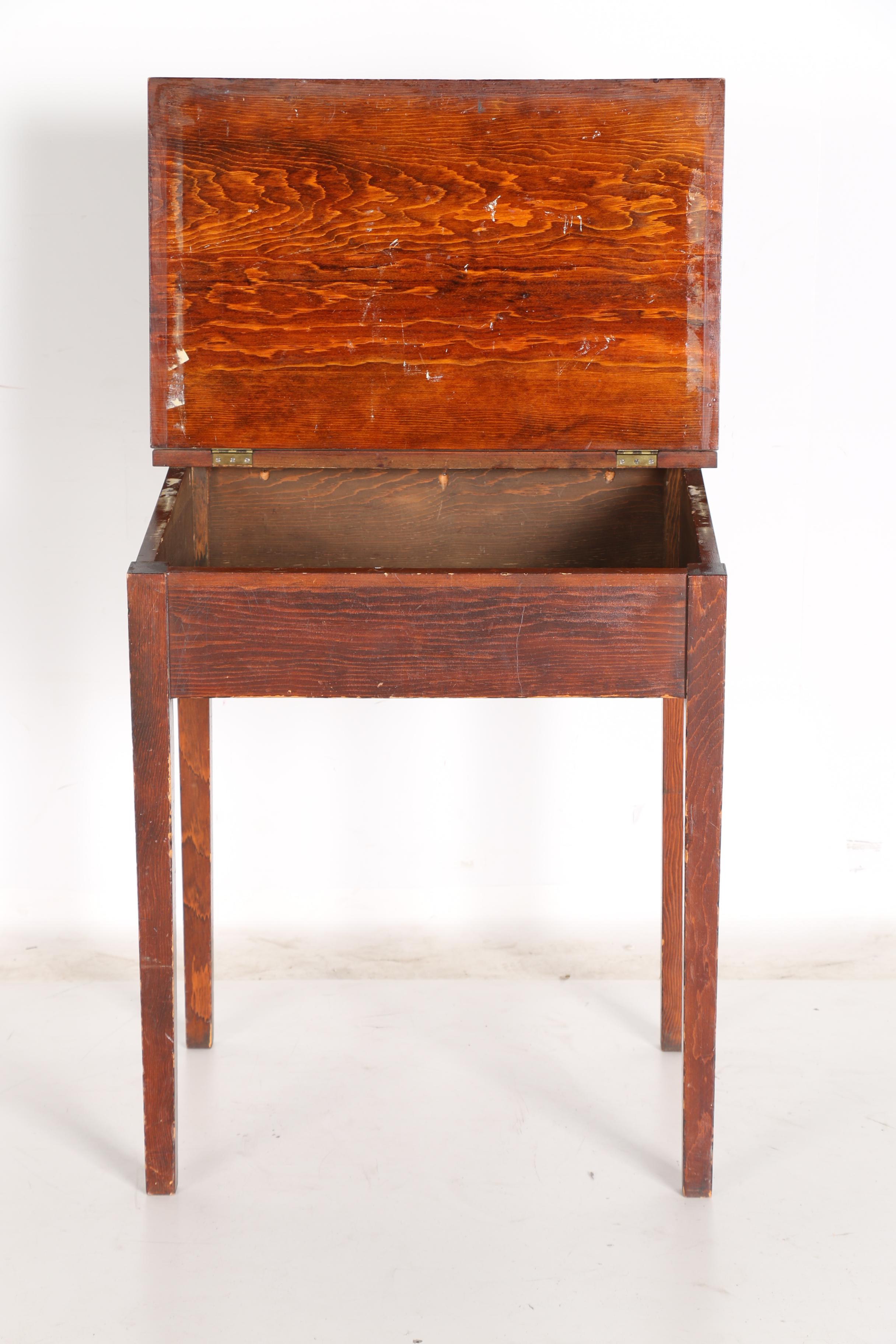 Vintage Hinged-Lid School Desk