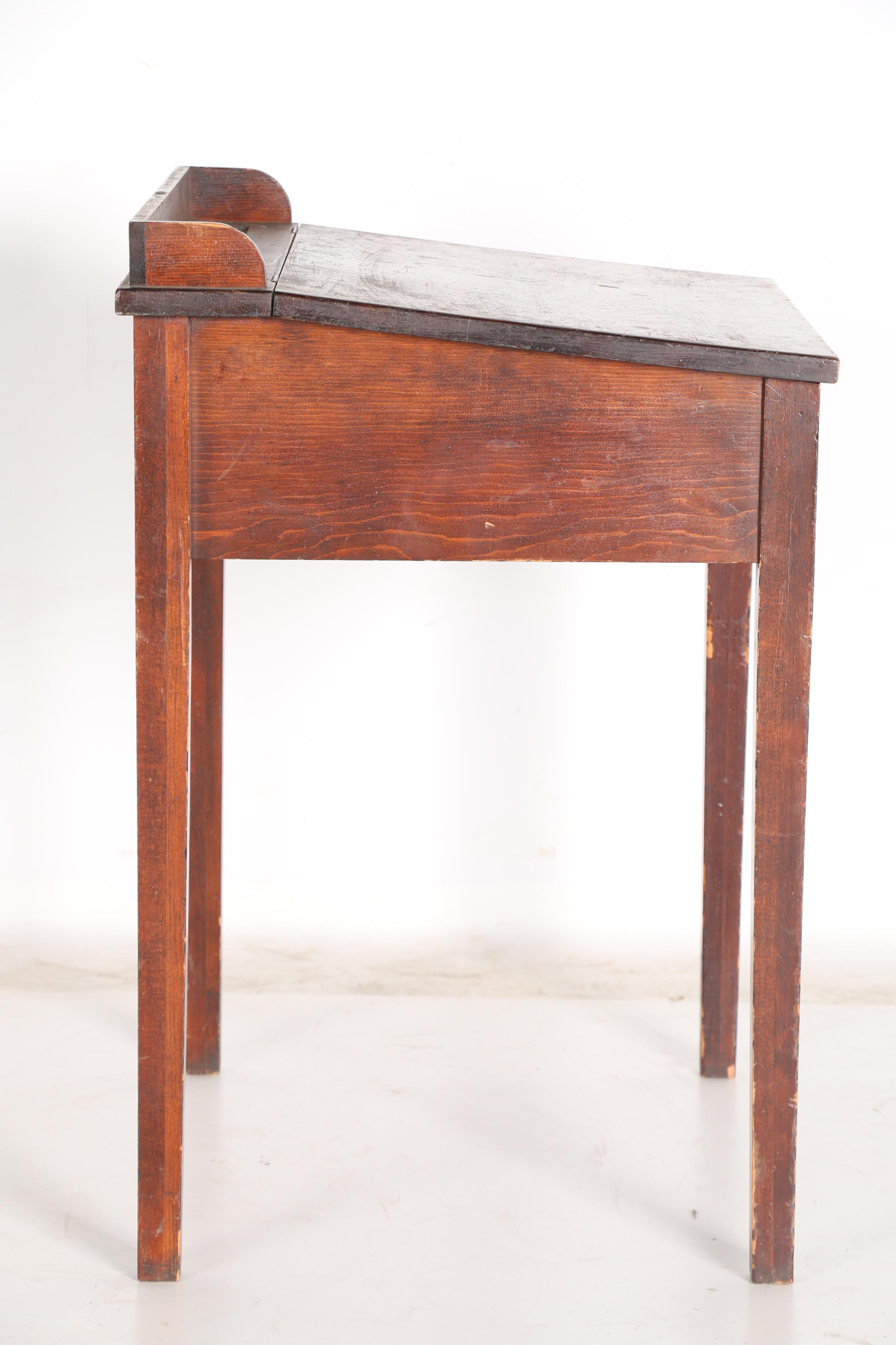 Vintage Hinged-Lid School Desk