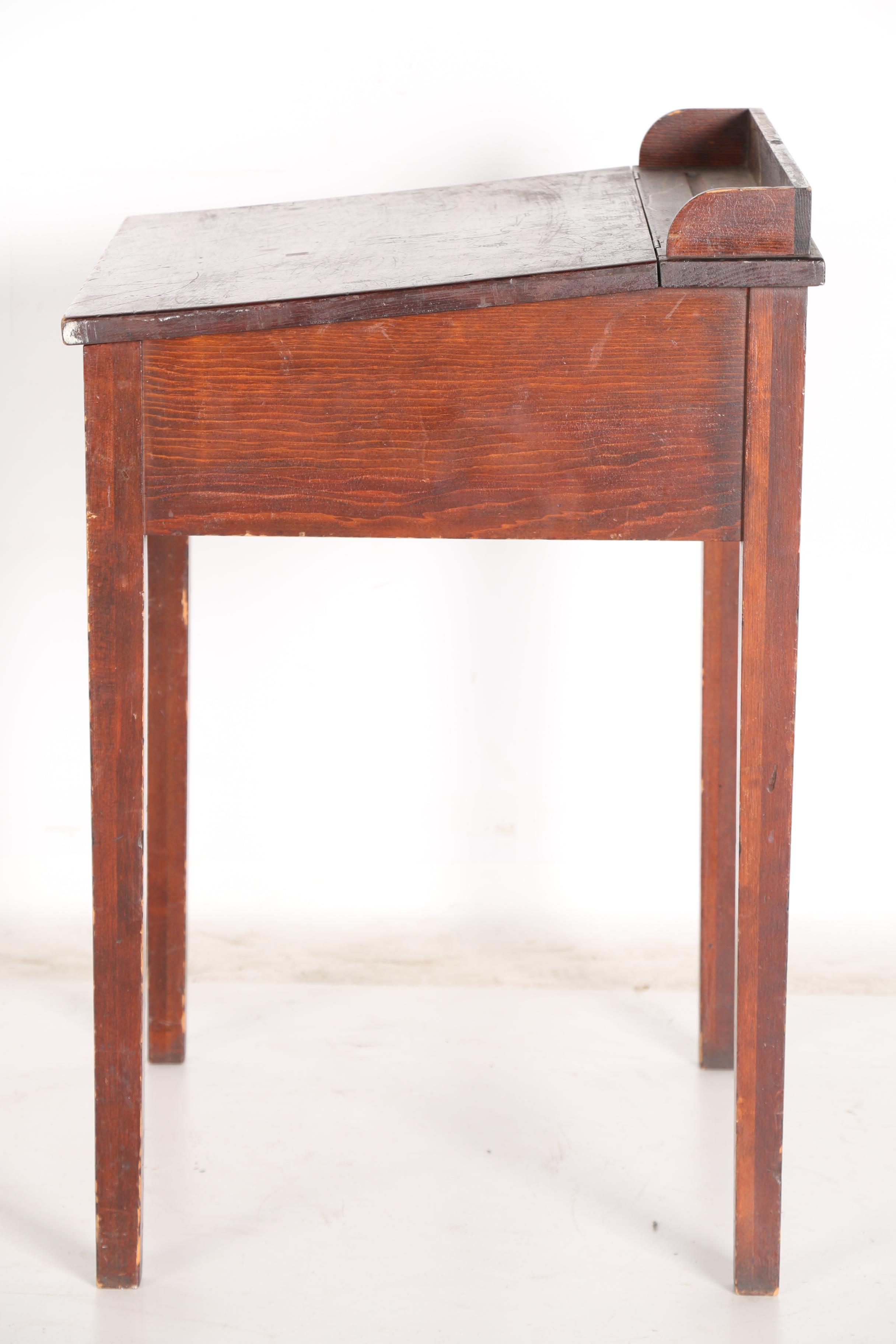 Vintage Hinged-Lid School Desk