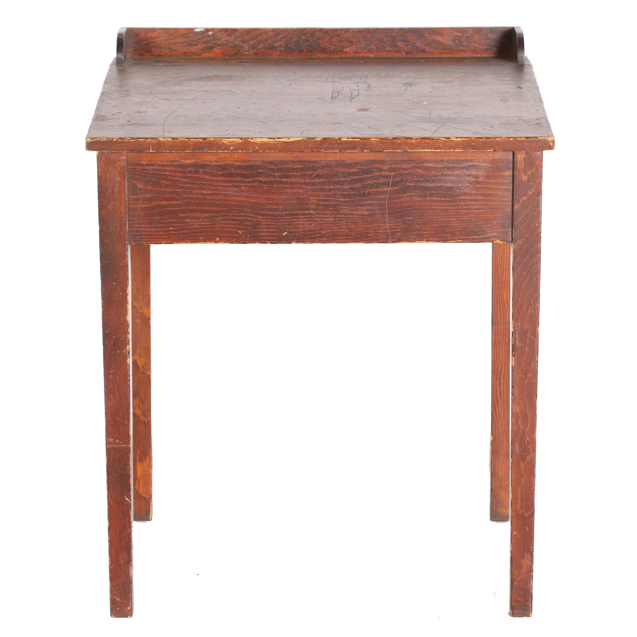 Vintage Hinged-Lid School Desk