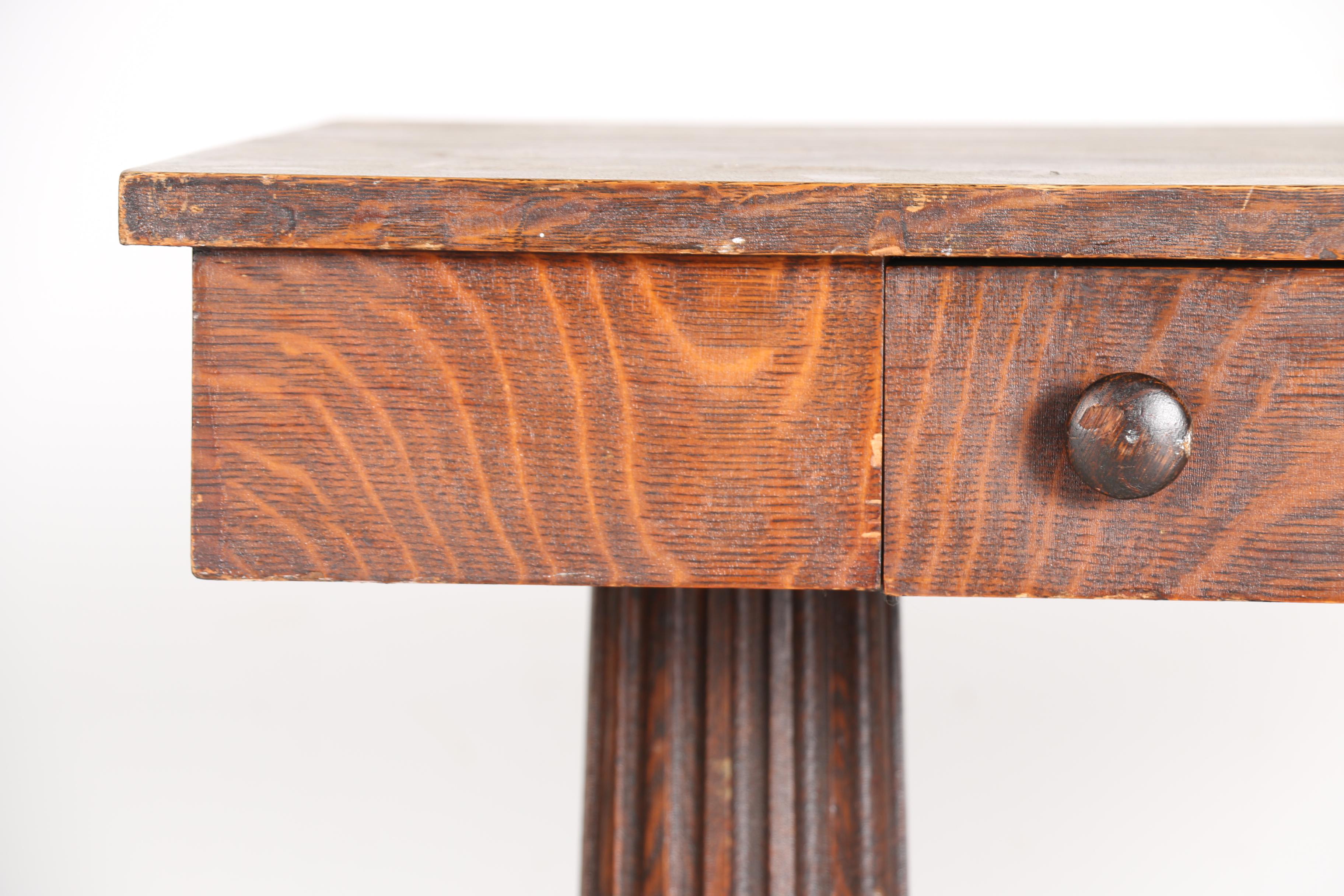 Circa 1900 Empire Style Oak Library Table