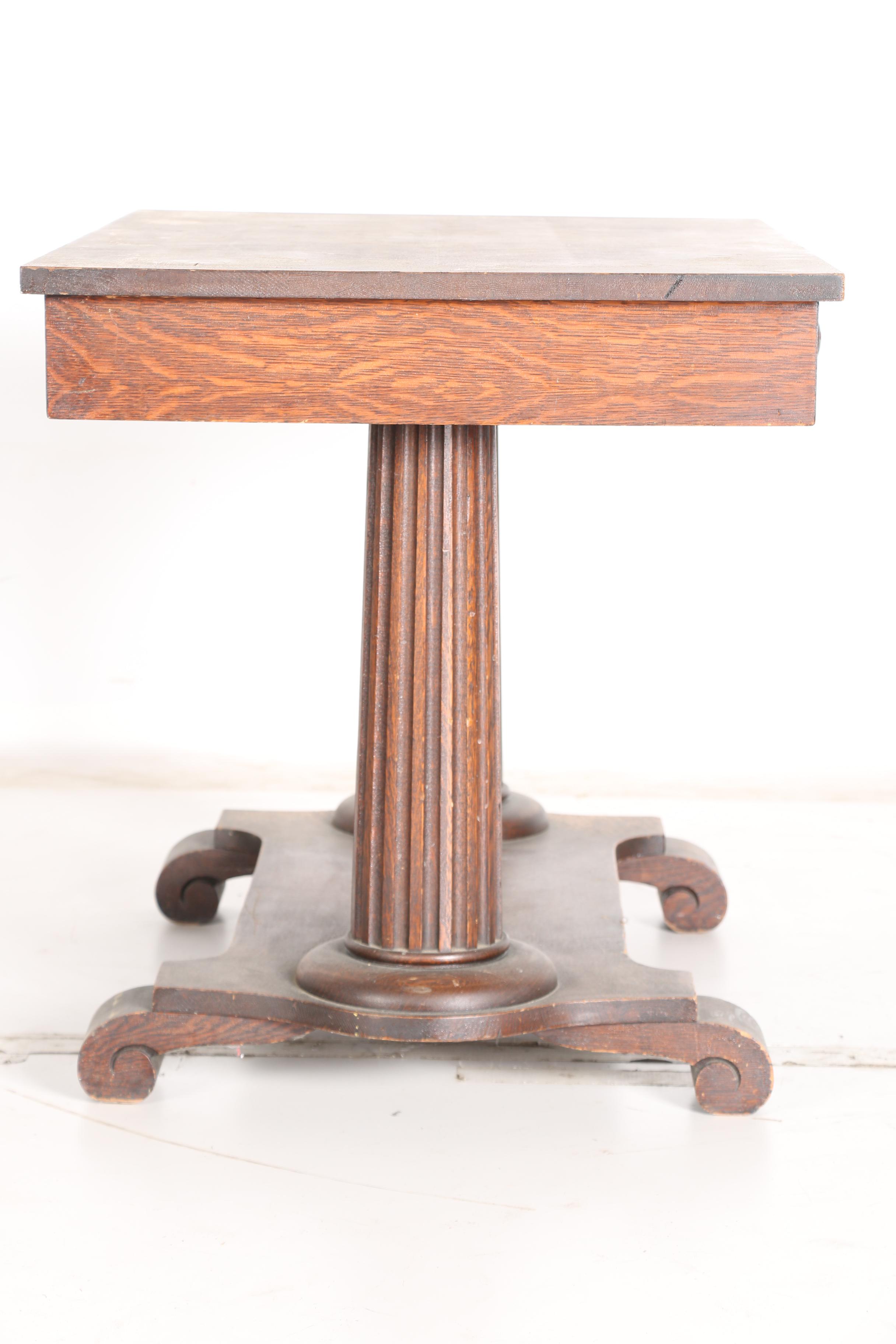 Circa 1900 Empire Style Oak Library Table