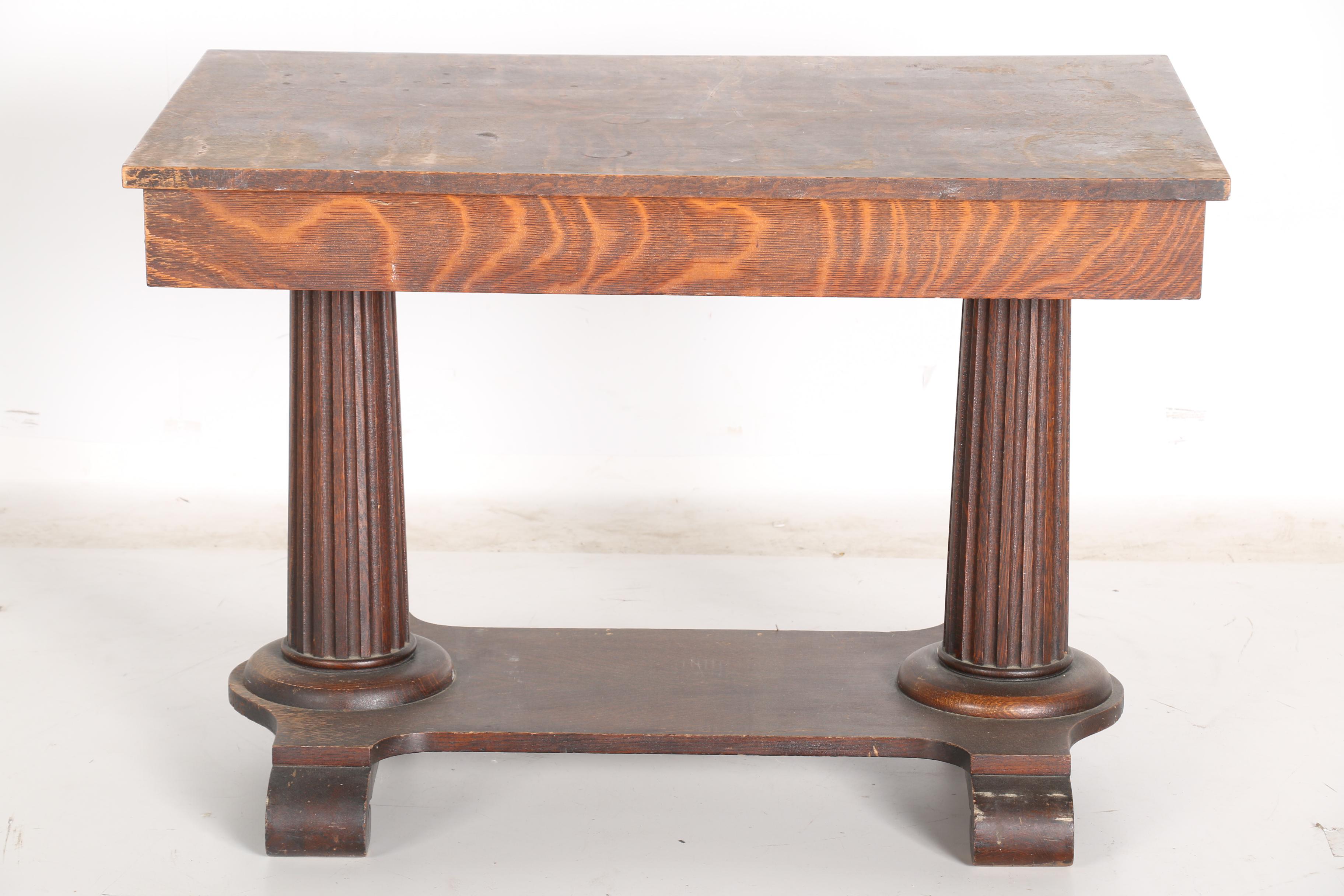 Circa 1900 Empire Style Oak Library Table