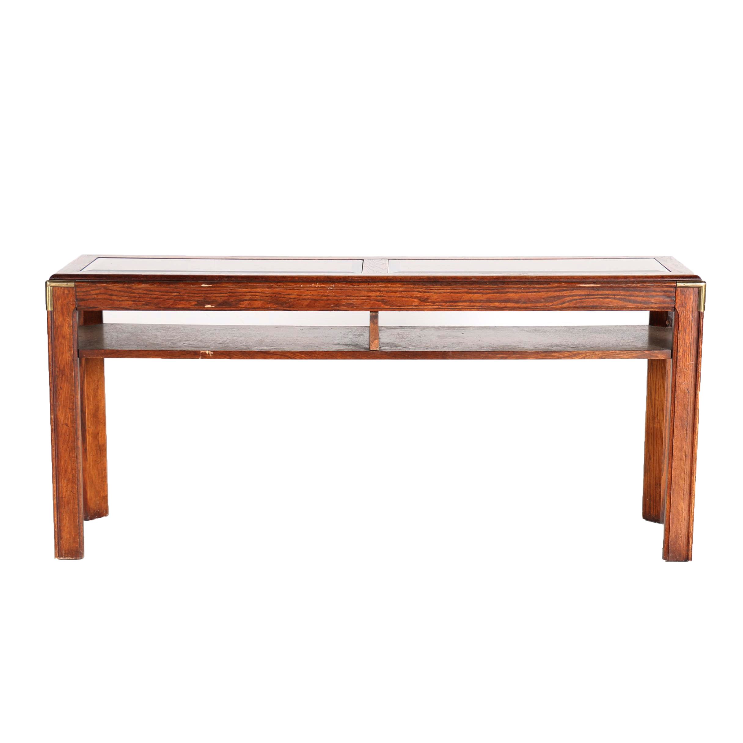 Vintage Glass Top Console Table