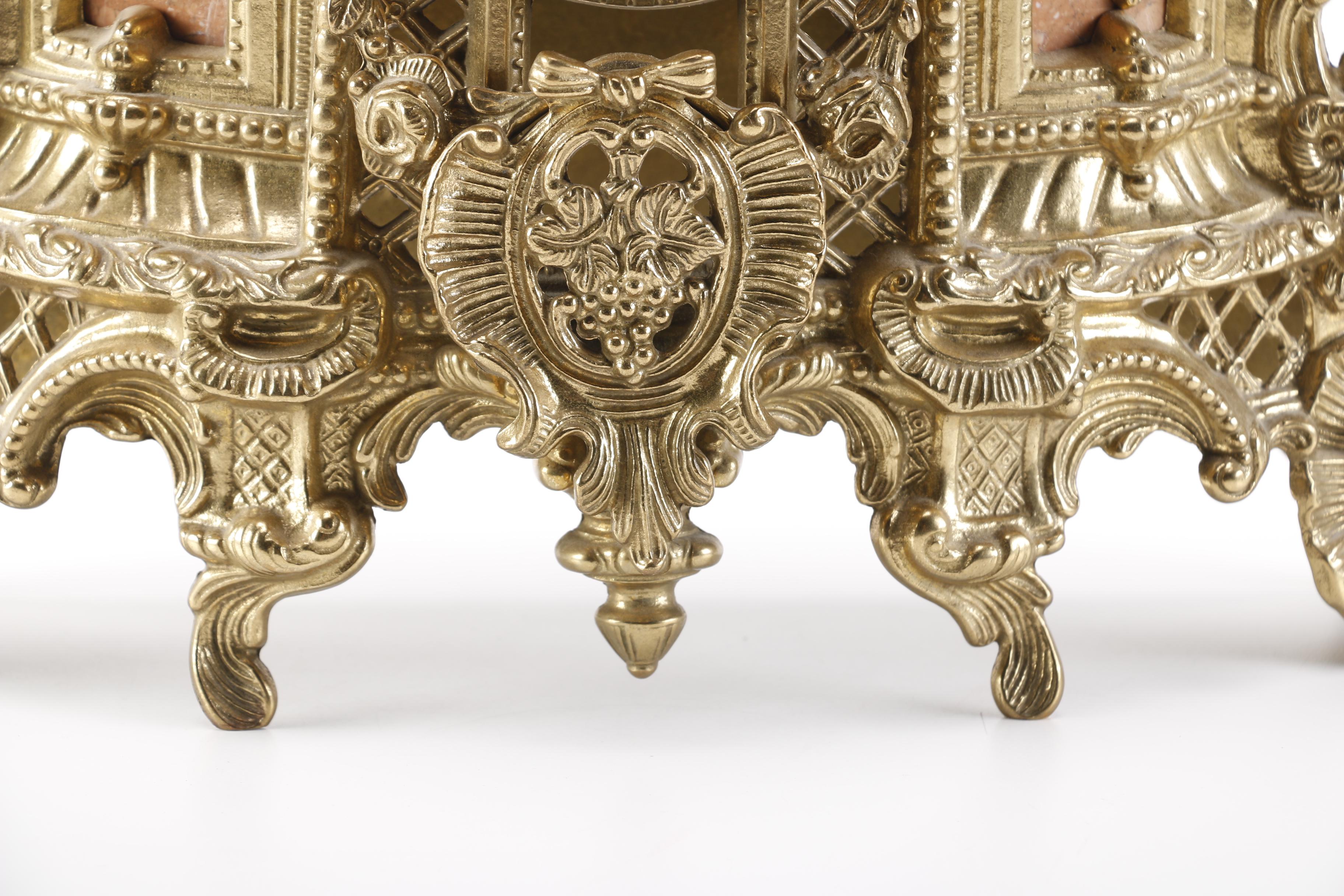 Imperial Rococo-Style Ornate Brass-Tone Franz Hermle Clock